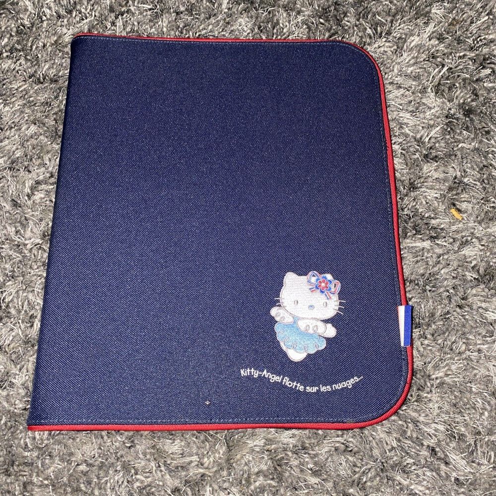 Vintage‎ 2002 Hello Kitty Zip Up Binder With Over 100 Papers Blue Sanrio Kitty